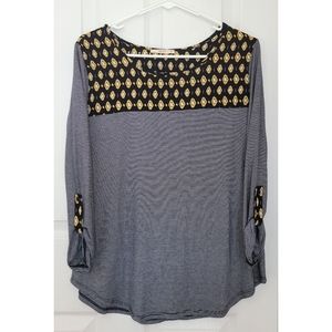 LeLis Navy & Yellow Striped Top small